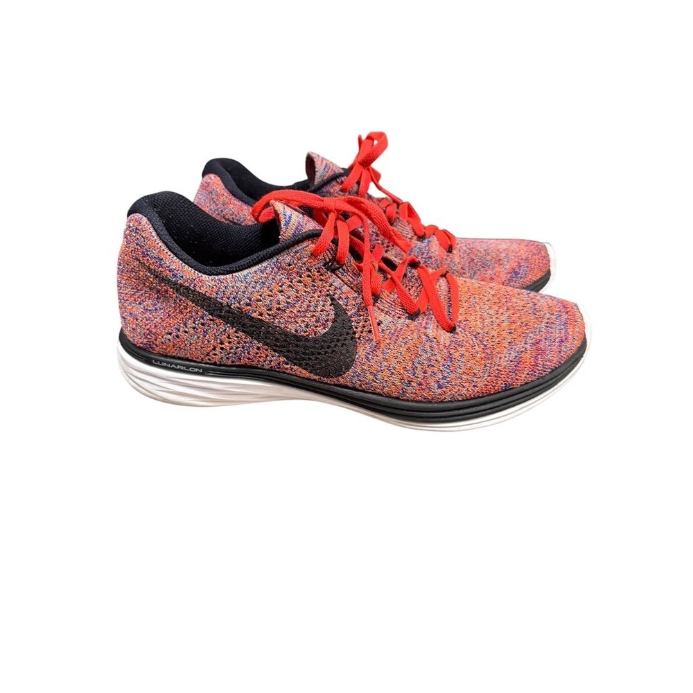 Nike Flyknit Lunar 3 Mens‎ Running Shoes Multi-Color Crimson 698181-406 Size 10